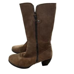 Wolky Tall Zip Up Boots Size 11 EU 42 Brown Suede Comfort Riding